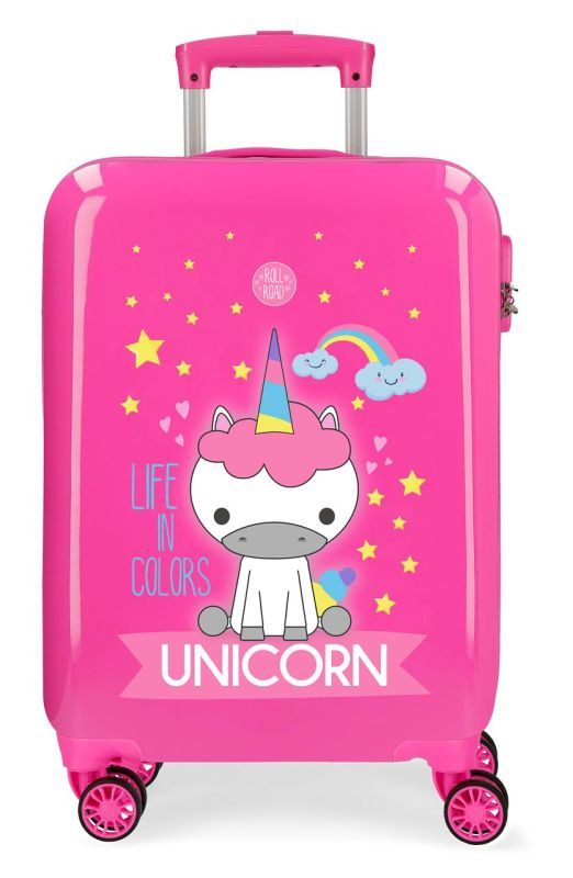 Cestovný kufor ABS Roll Road Little Me Unicorn Pink 55 cm